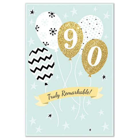 Mint Green Balloons 90th Birthday Card Handmade