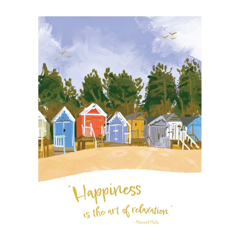 Beach Huts Birthday Card