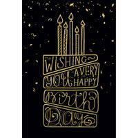 Golden Cake Birthday Card