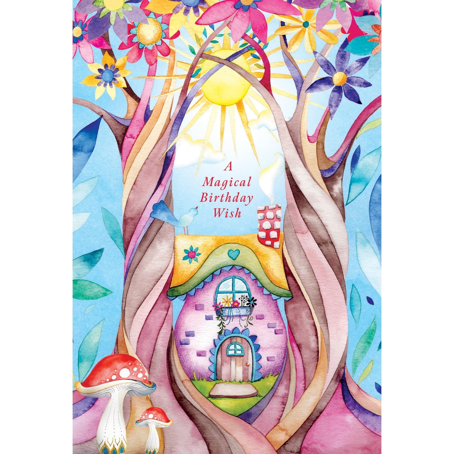 Magic Fairy Cottage Birthday Card