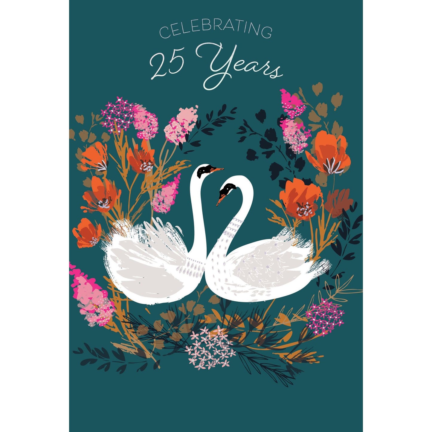 Swan Couple 25th Anniversary Card