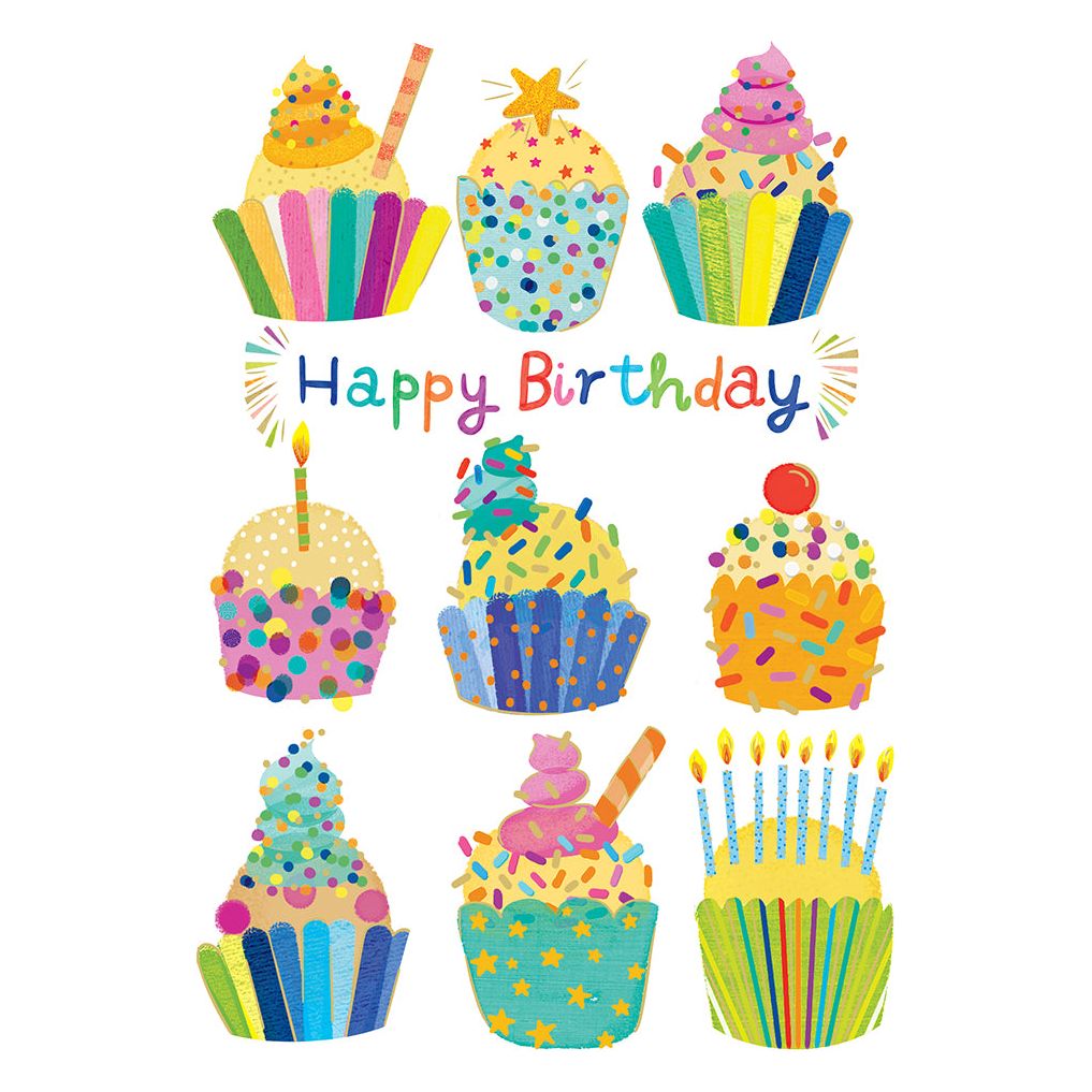 Colorful Cupcakes Birthday Card