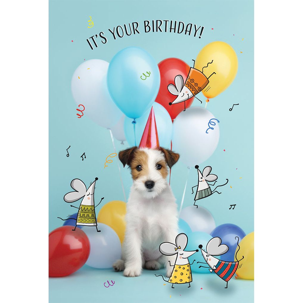 Balloon Pup  Birthday Card