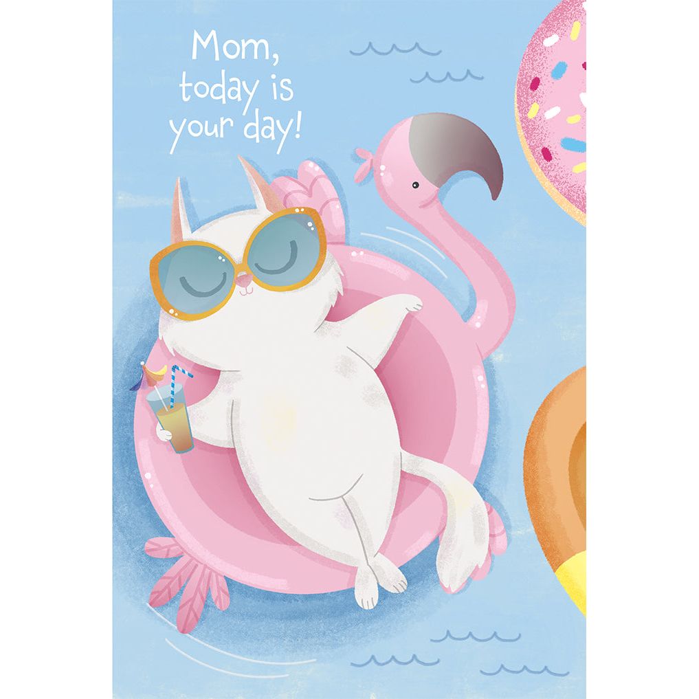 Pool Cat Birthday Card Mother