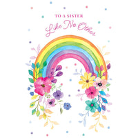 Rainbow Flowers Birthday Card Sister