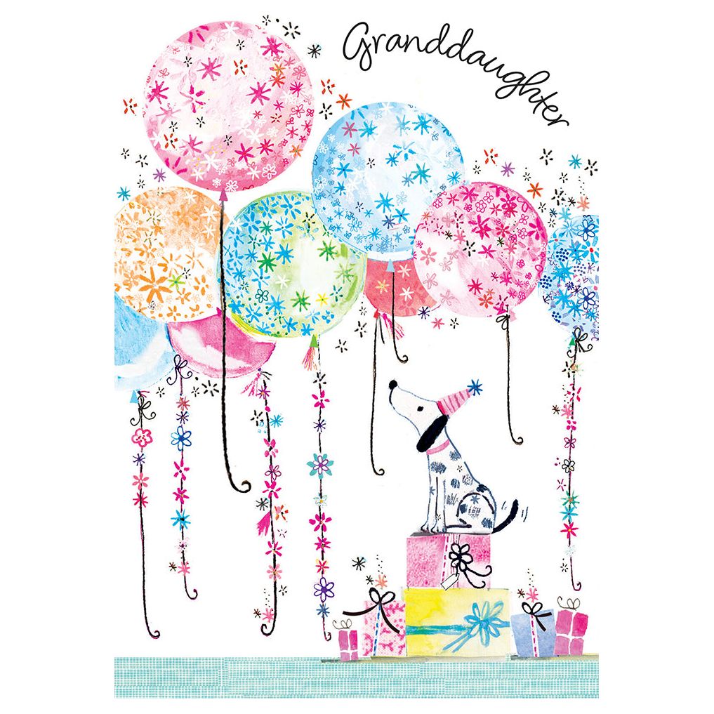 Dalmatian Balloons Birthday Card Granddaughter