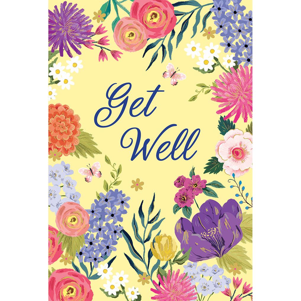 Floral Border Get Well Card