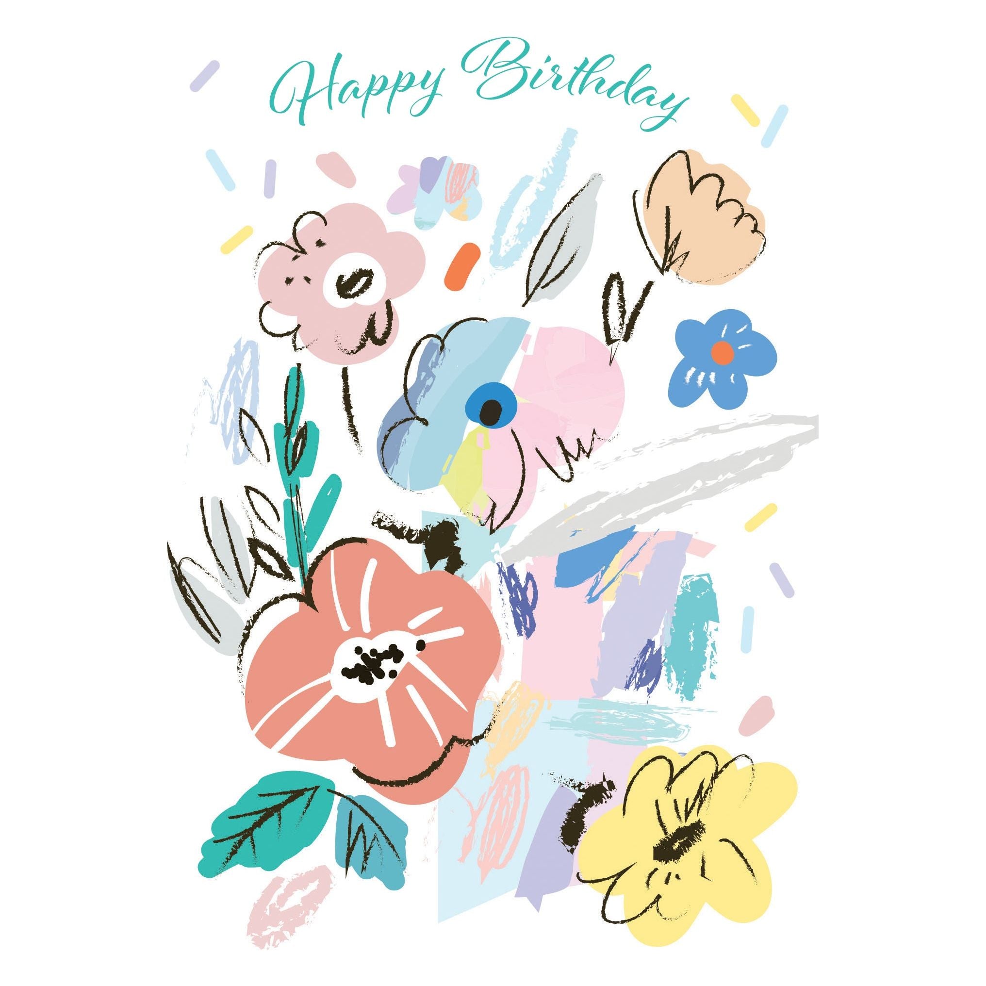 Graphic Flowers Birthday Card