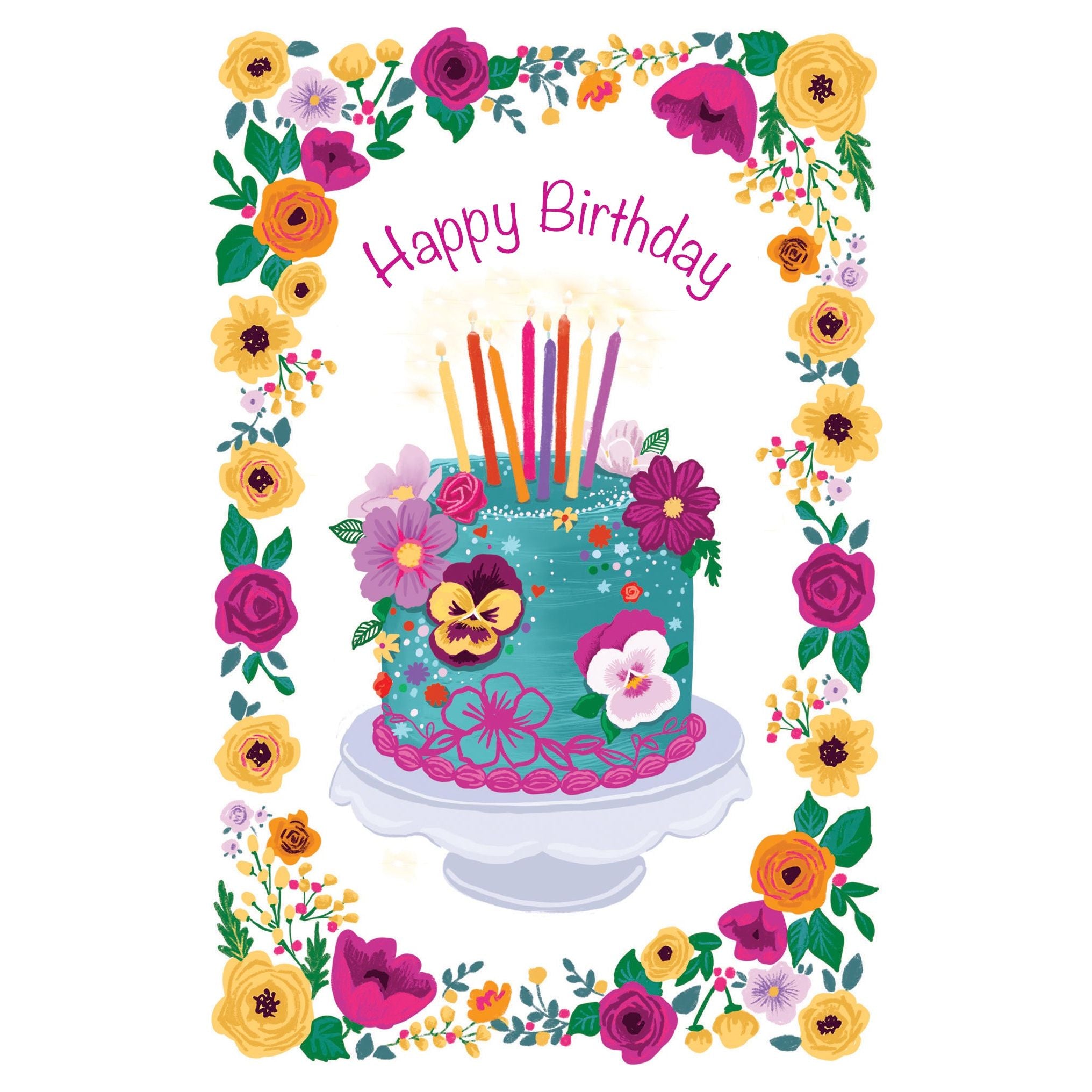 Flower Cake Birthday Card