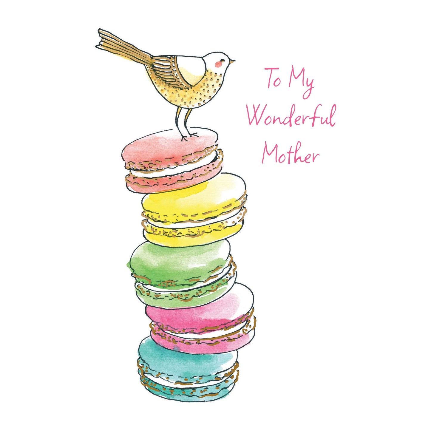 Bird On Macarons Birthday Card Mother