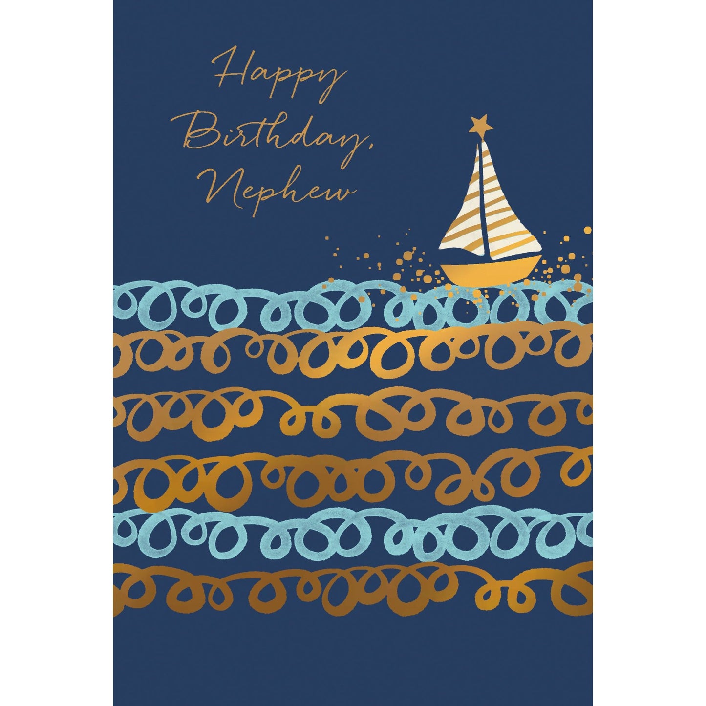 Boat On Waves Birthday Card Nephew