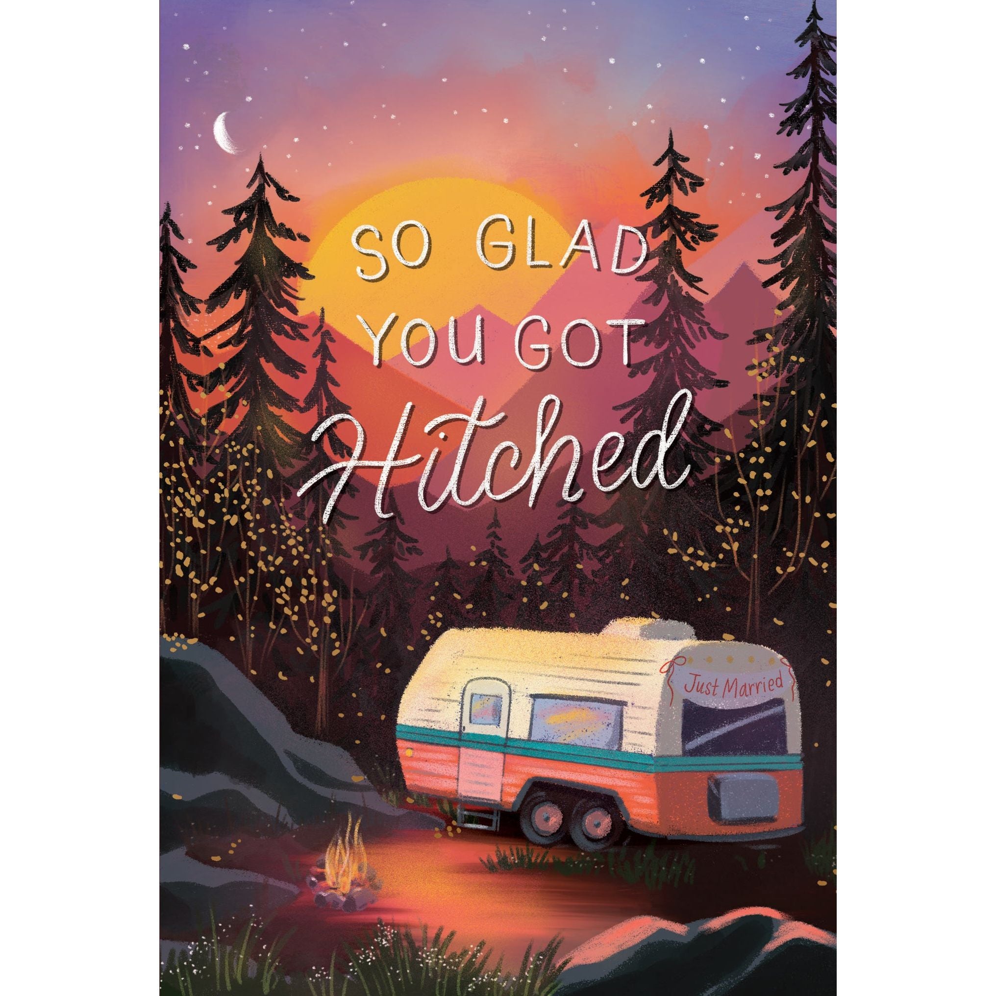 Camper In Woods Wedding Card