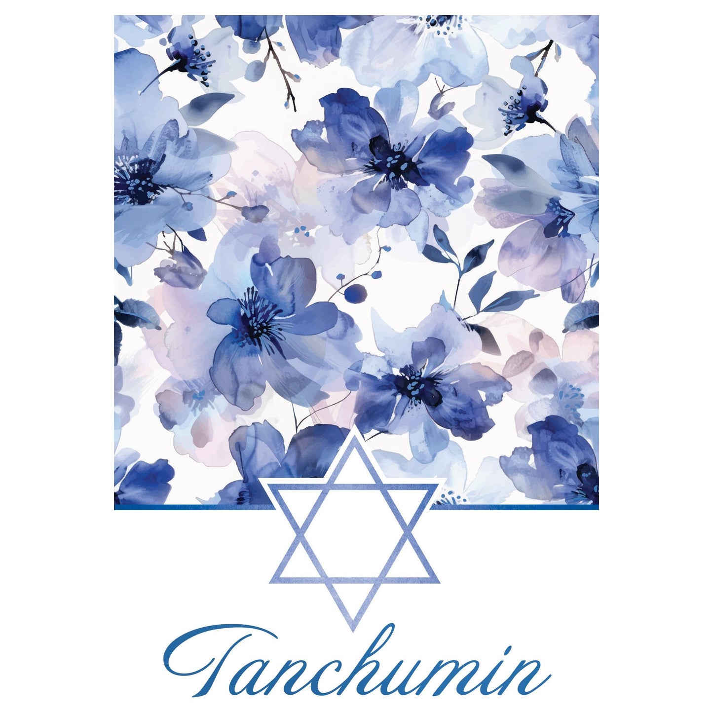 Blue Watercolor Florals Sympathy Judaic