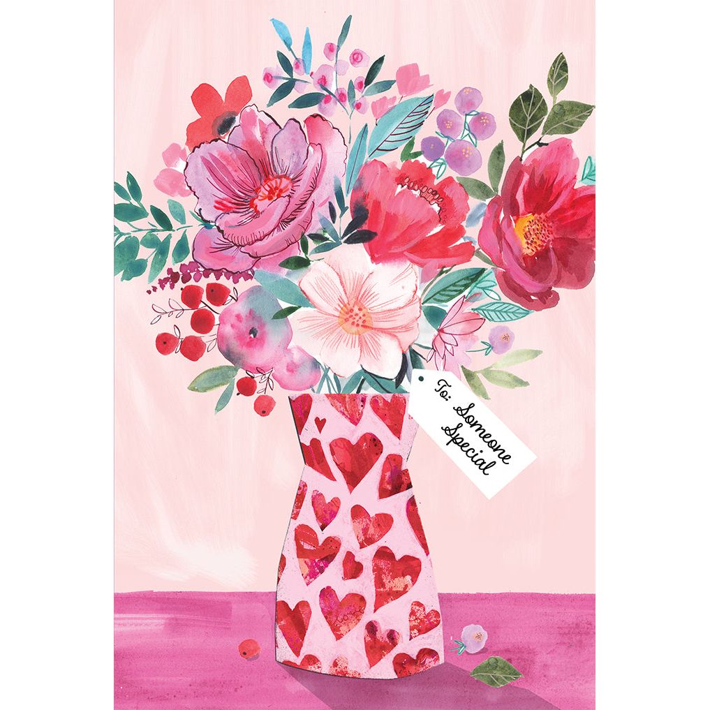 Heart Vase Valentine's Day Card Someone Special