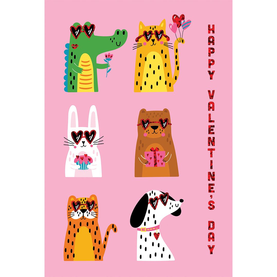 Wild Animals Valentine's Day Card