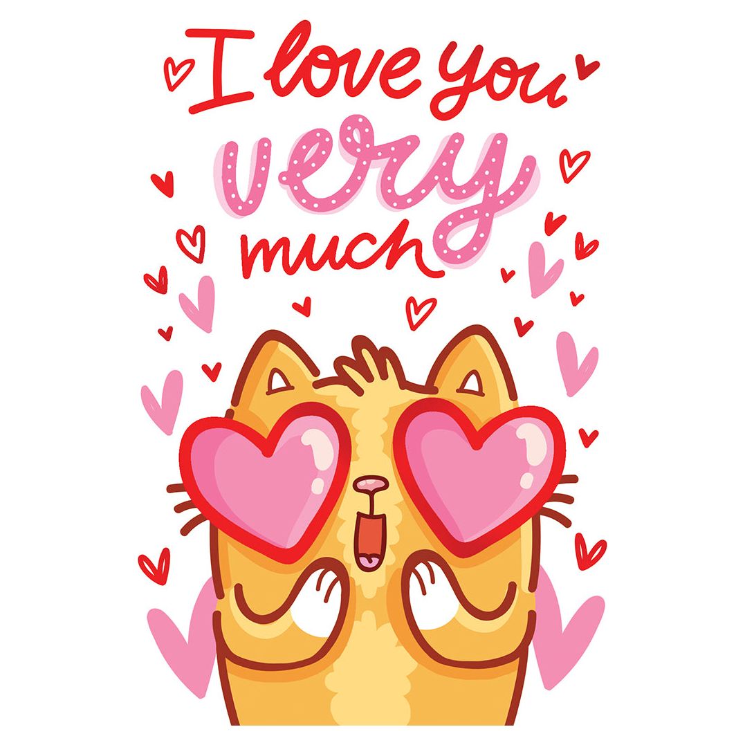 Heart Eye Kitty Valentine's Day Card