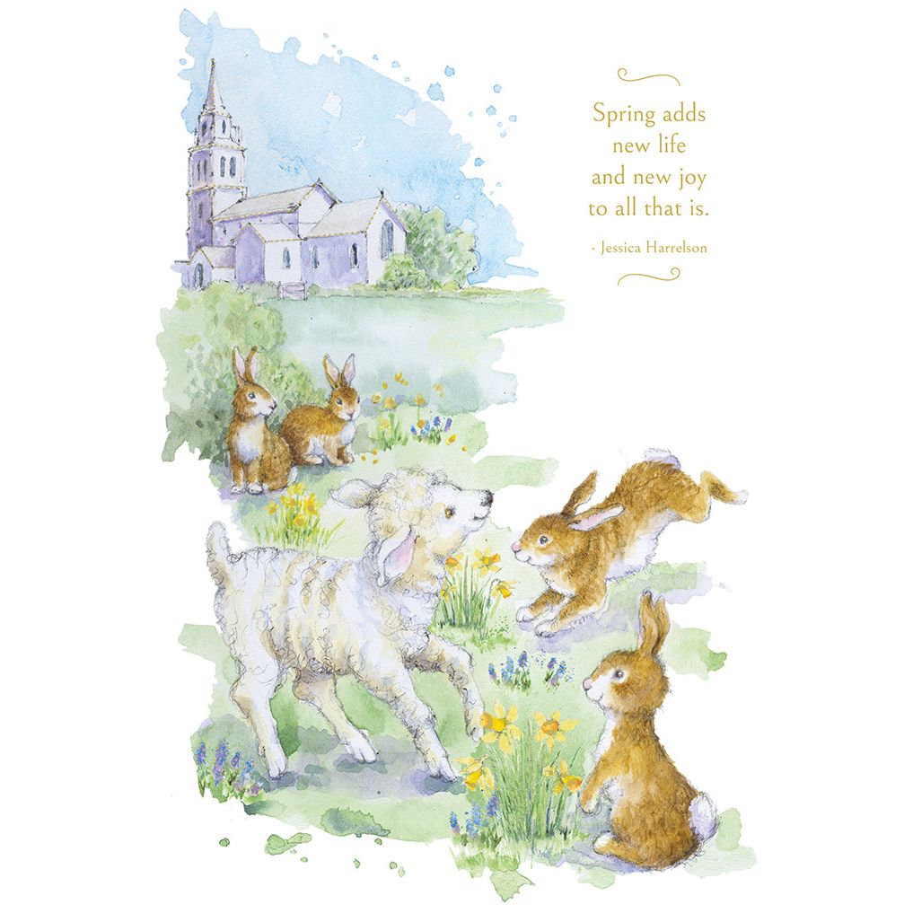 Lam & Rabbits Easter Card Religious