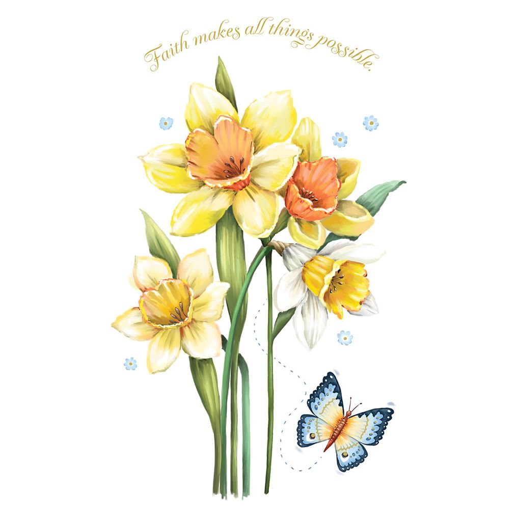 Bright Daffodils Easter Card Religious