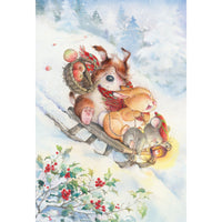 Friends Sledding Christmas Card Lisi Martin