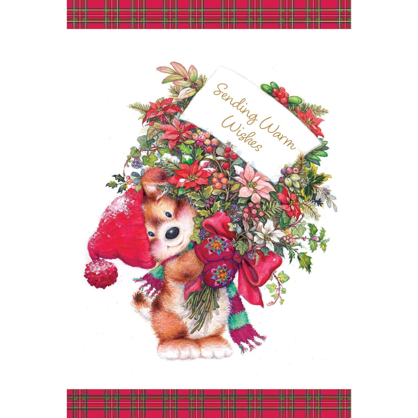 Dog Holding Flowers Christmas Card Lisi Martin