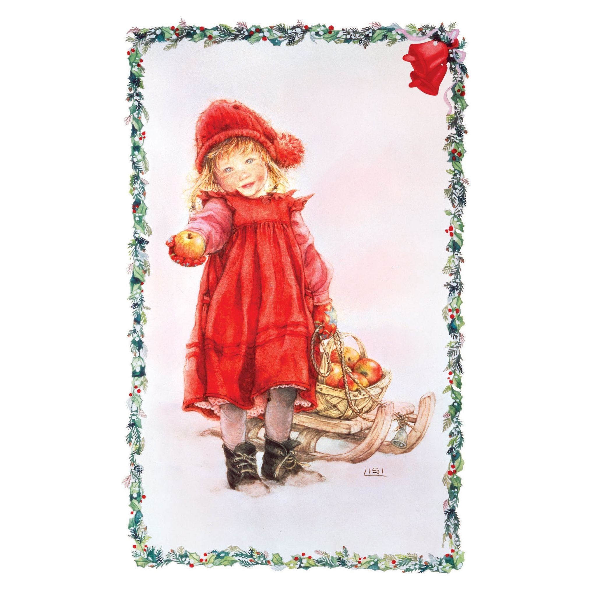 Apple Girl Christmas Card Lisi Martin