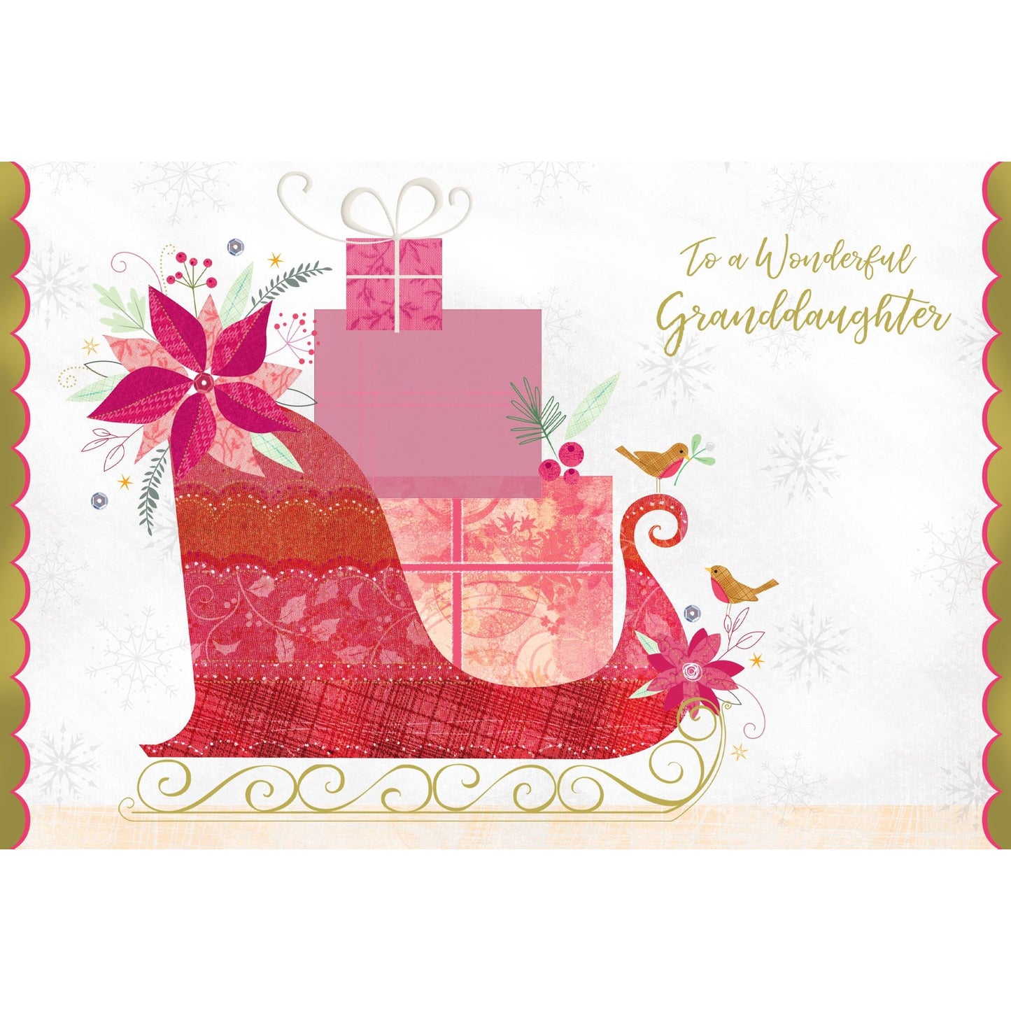 Sleigh With Presents Christmas Card Granddaughter