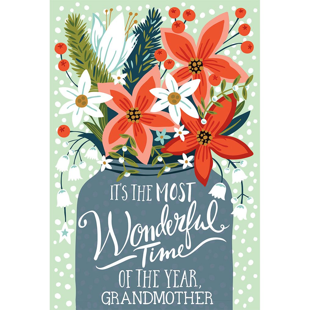 Poinsettias In Vase Christmas Card Grandmother