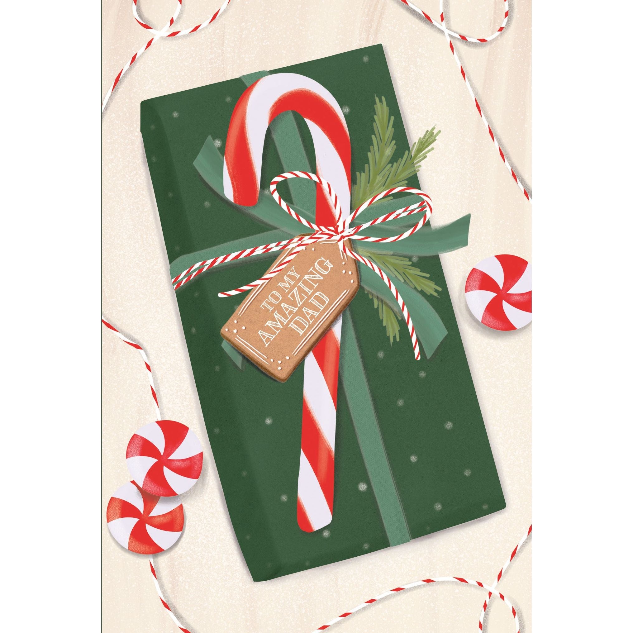 Candy Cane Gift Christmas Card Father