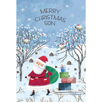 Santa Sled Christmas Card Son