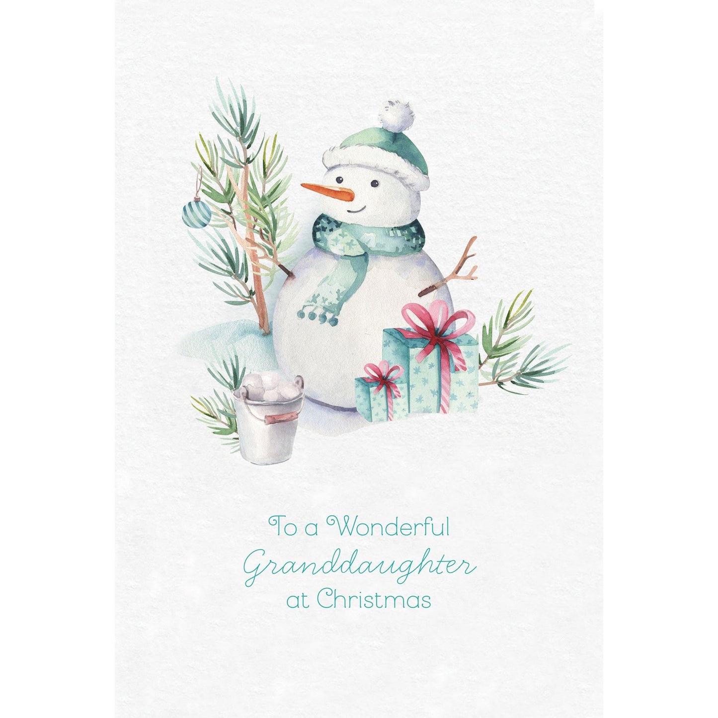 Watercolor Snowman Christmas Card Granddaughter