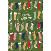 Bunches Of Stockings Christmas Card Grandson