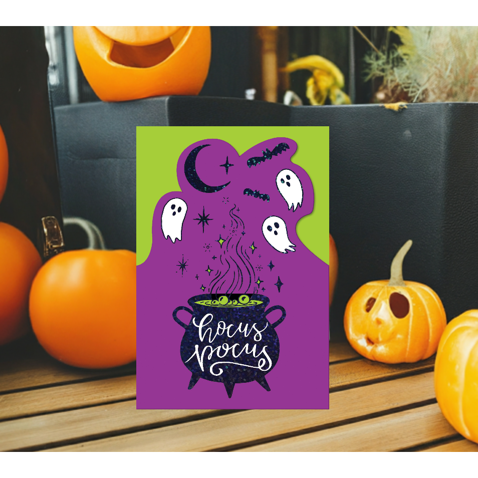 Ghost Cauldron Halloween Card