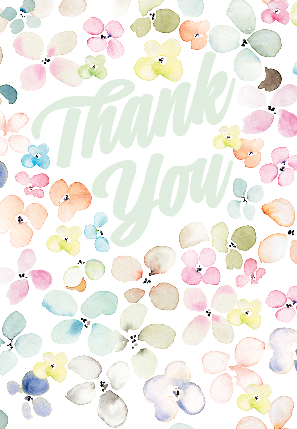 Watercolor Petals Boxed Thank You Notes