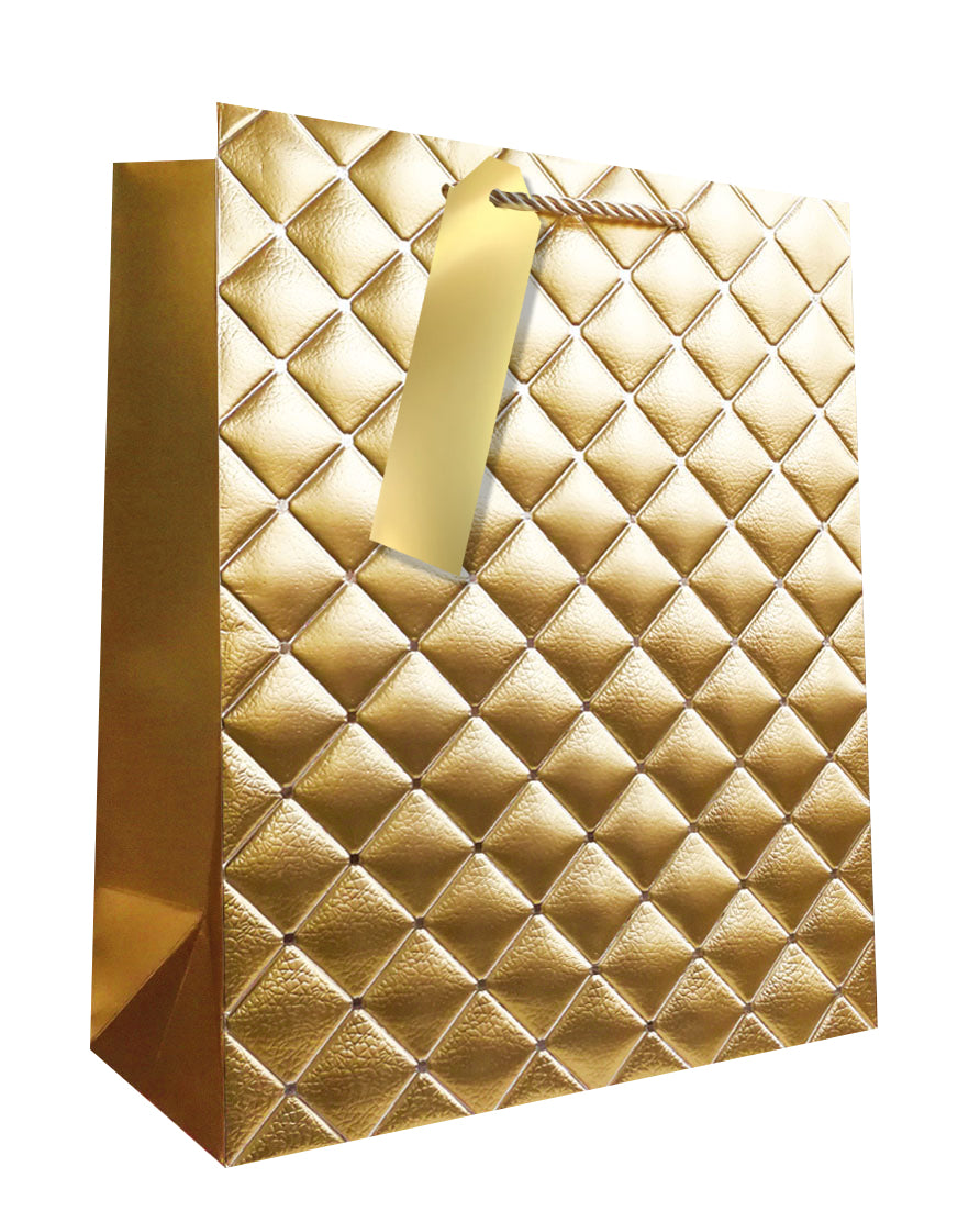 Gold Quilted Large Gift Bag