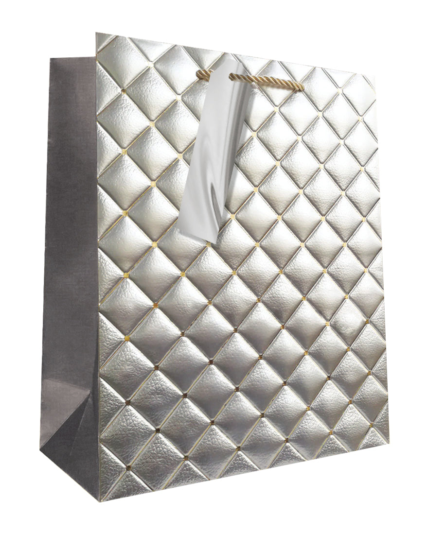 Silver Quilted Large Gift Bag