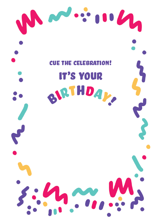 Cue The Confetti Birthday Card