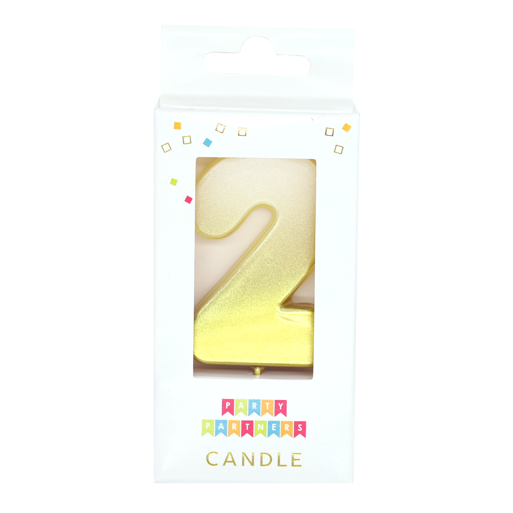 2 Gold Metallic Ombre Number Candle