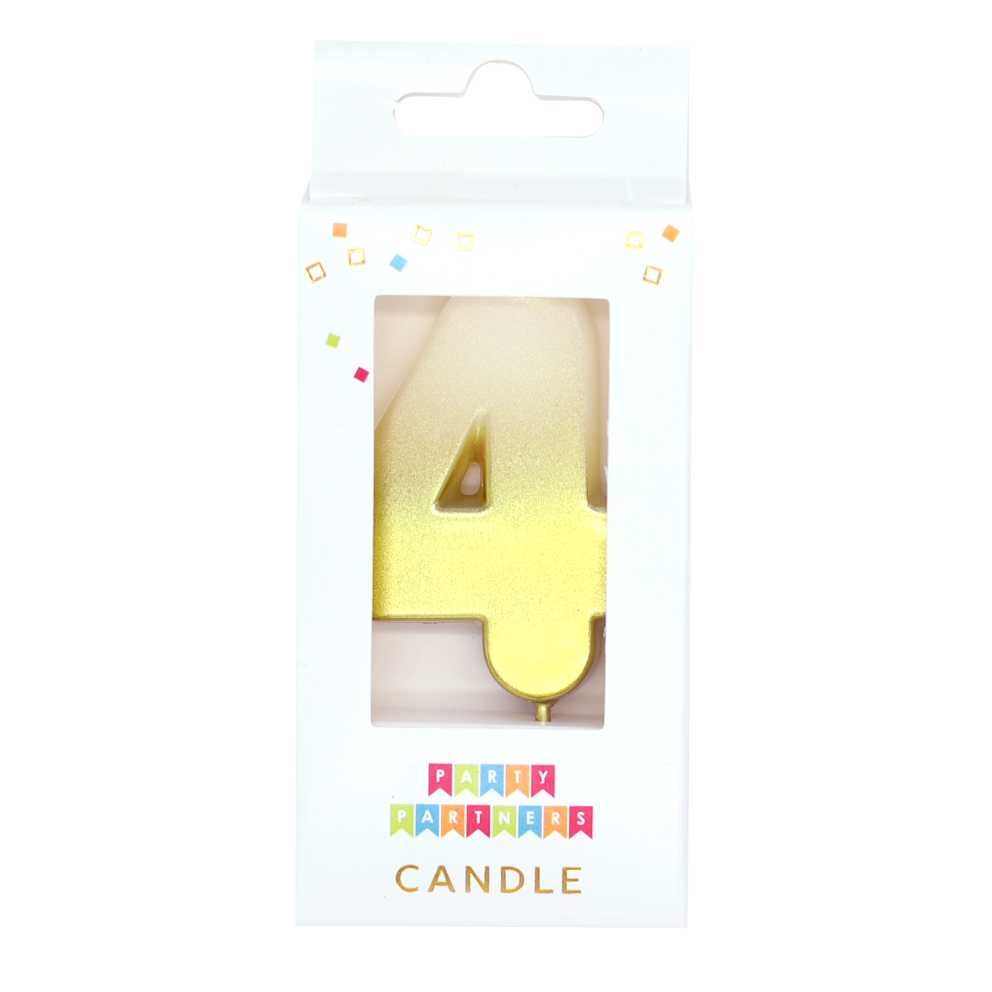 4 Gold Metallic Ombre Number Candle