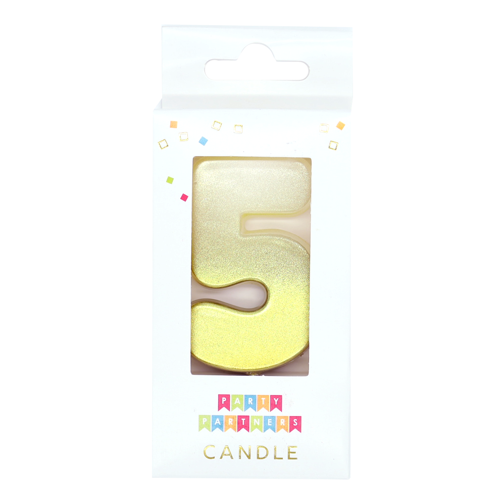 5 Gold Metallic Ombre Number Candle