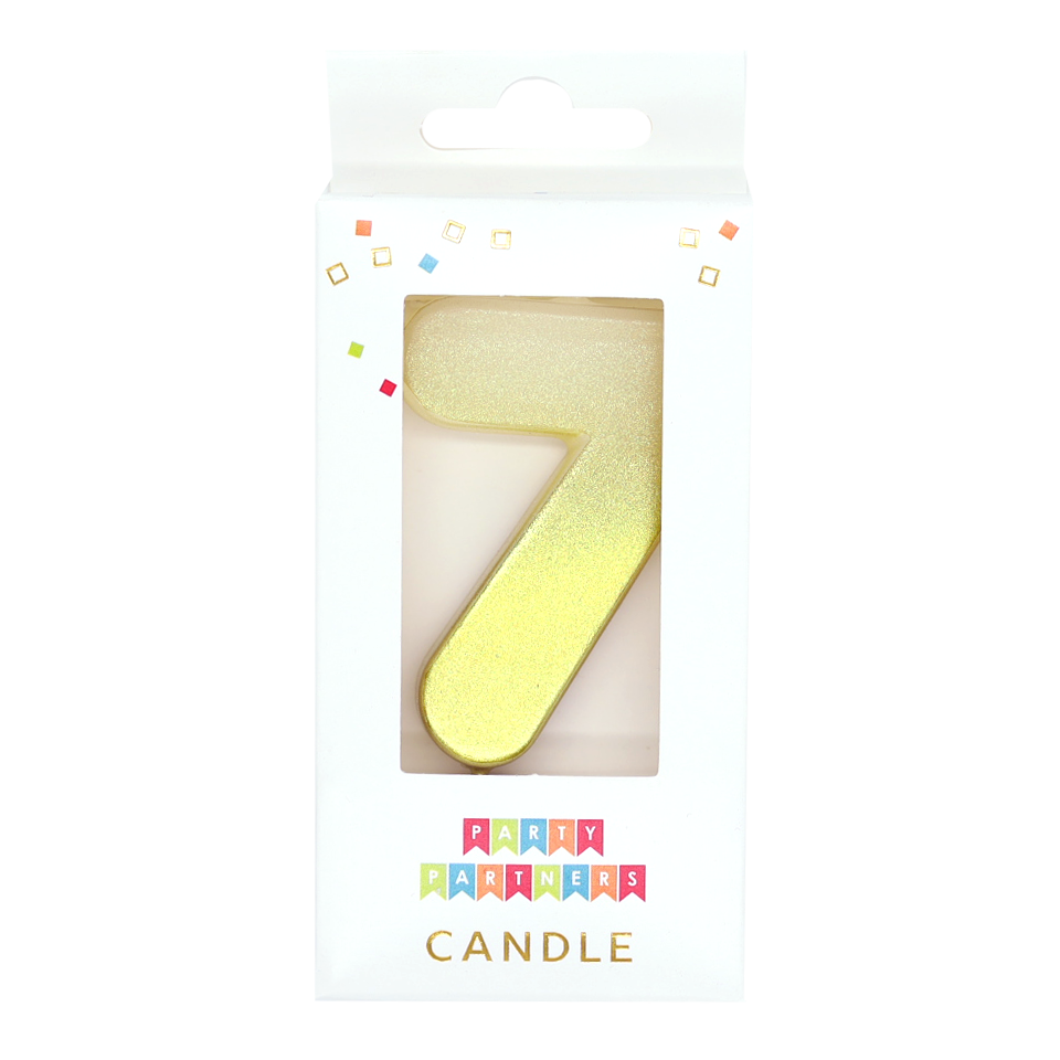 7 Gold Metallic Ombre Number Candle