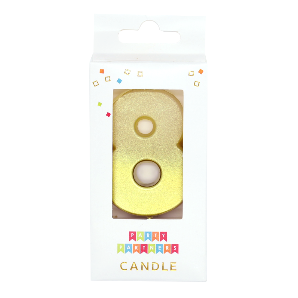 8 Gold Metallic Ombre Number Candle