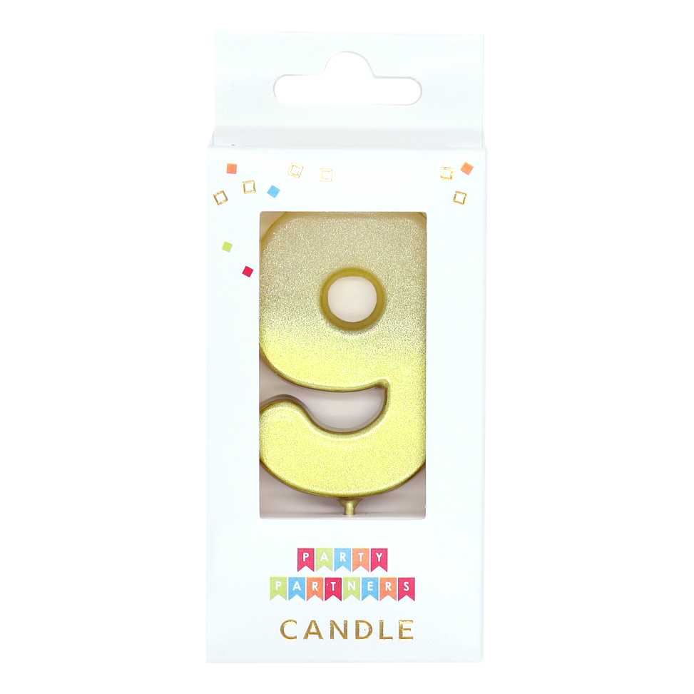 9 Gold Metallic Ombre Number Candle