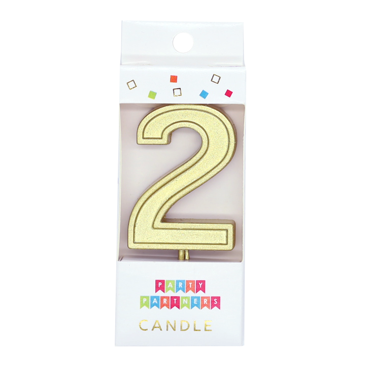 2 Metallic Gold Number Candle