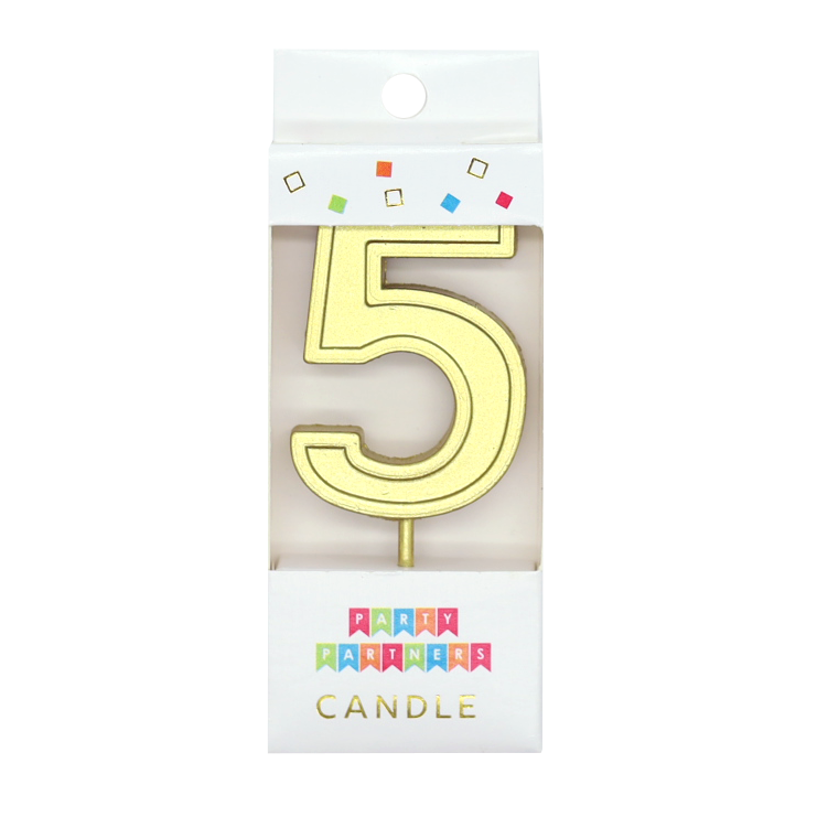 5 Metallic Gold Number Candle