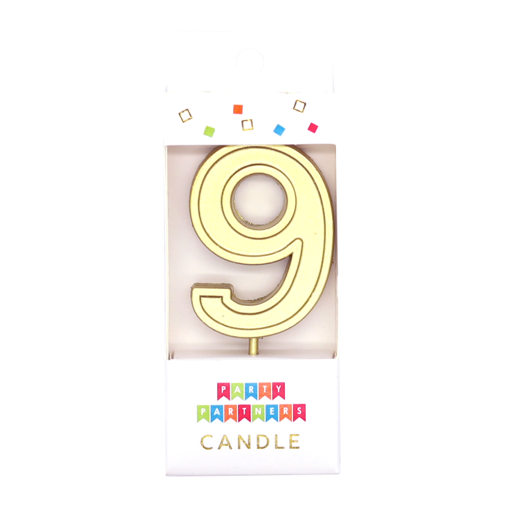 9 Metallic Gold Number Candle