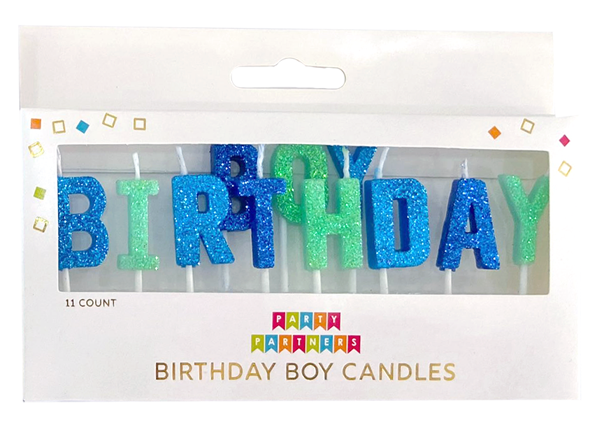 Birthday Boy Letter Glitter Candle Set