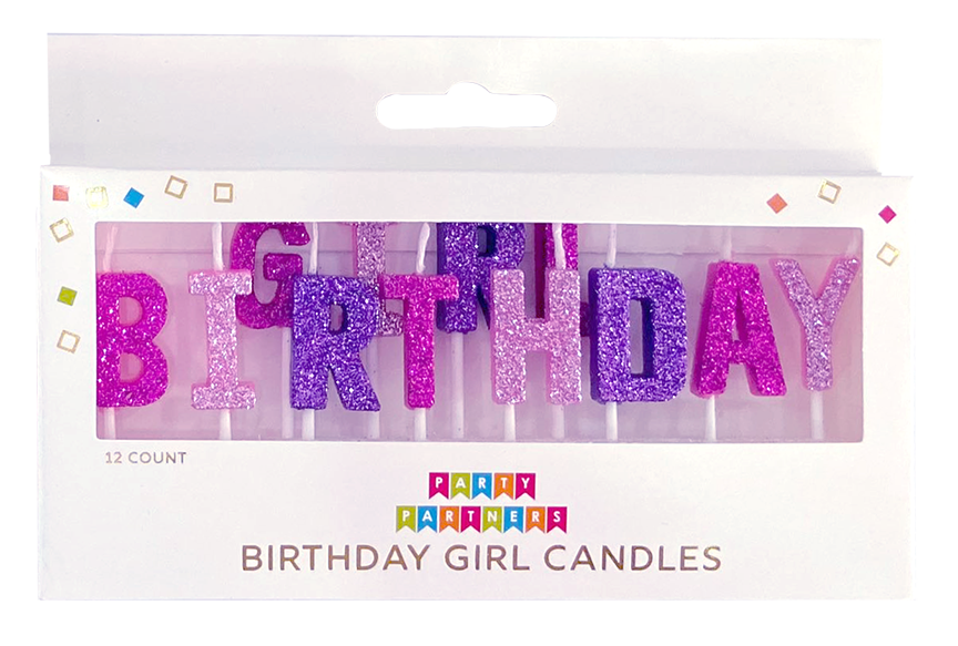 Birthday Girl Letter Glitter Candle Set