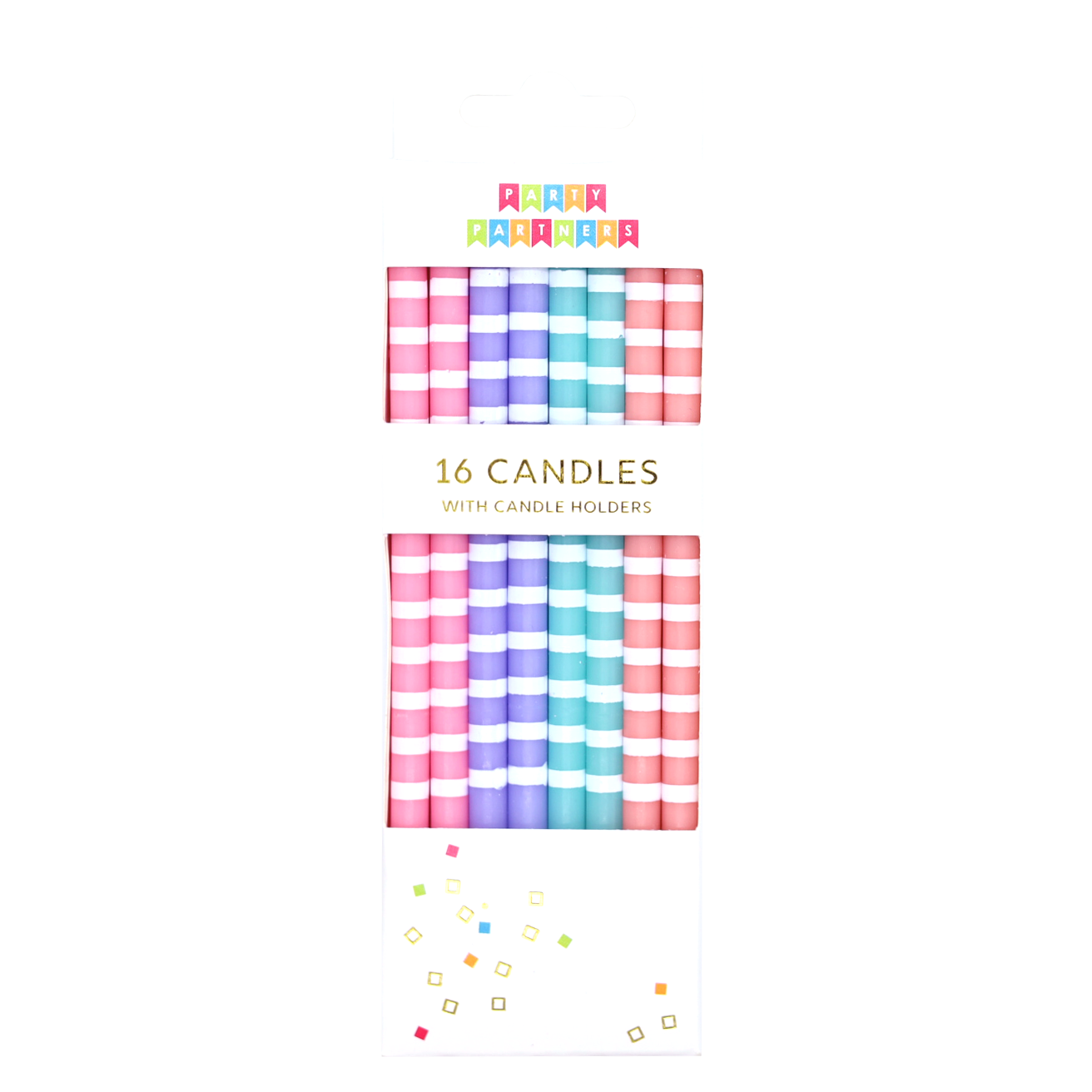 Pastel Striped 16 Candle Set