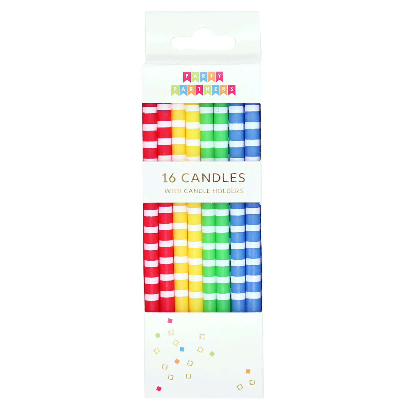 Rainbow Striped 16 Candle Set