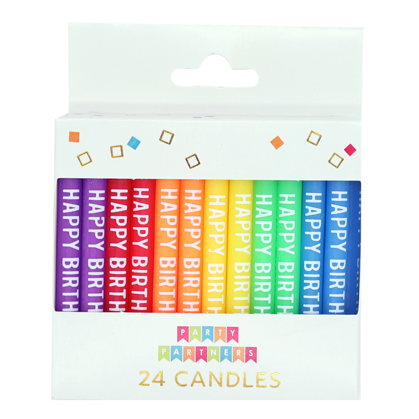 Happy Birthday Rainbow 24 Candle Set